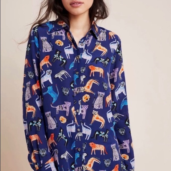 - Anthropologie Carolyn Gavin Mariposa Silk Blouse - Picture 2 of 5